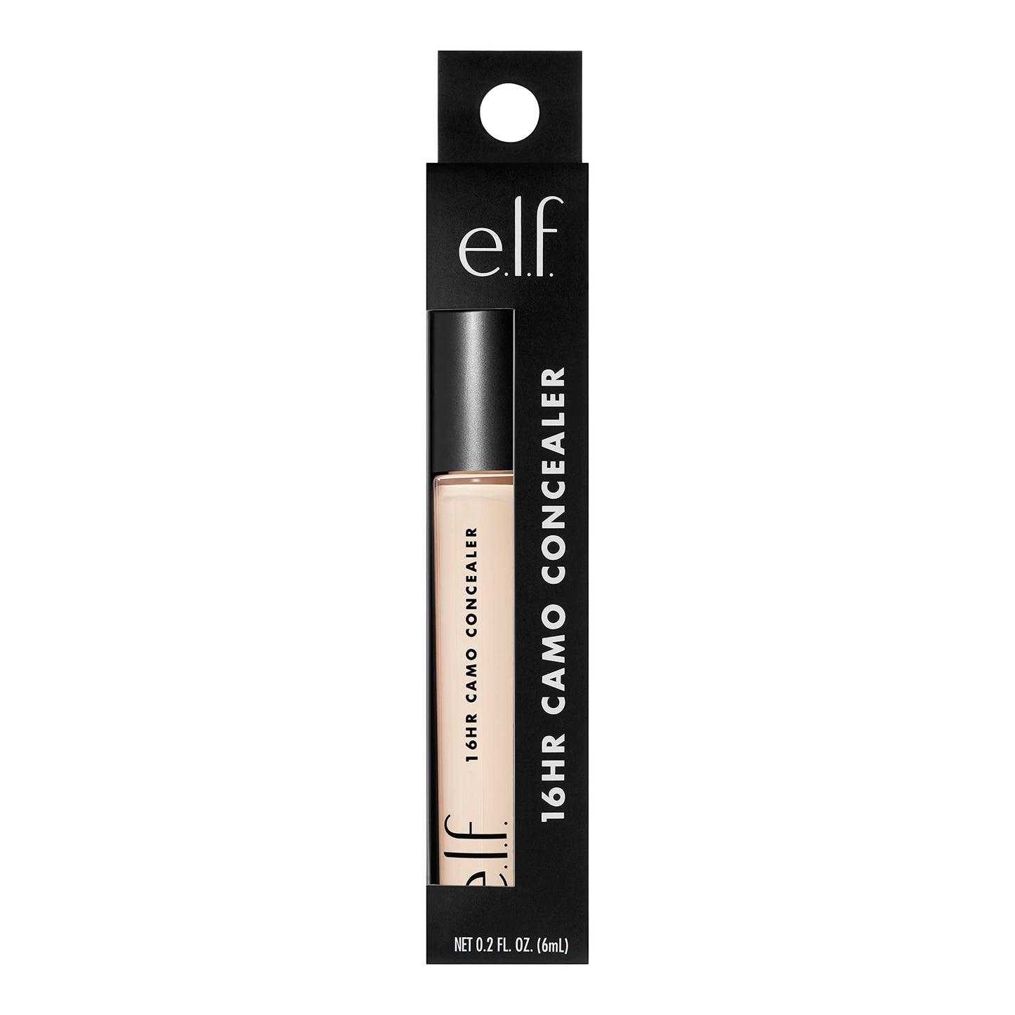 e.l.f. Corrector de camuflaje 16HR, cobertura completa y altamente pigmentado, acabado mate, marfil claro, 0.203 onzas líquidas (6 ml)
