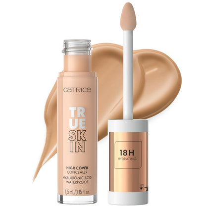CATRICE True Skin High Cover Concealer 020 Warm Beige – Alta cobertura e hidratación – Acabado natural y mate sin efecto máscara – Maquillaje vegano y resistente al agua – 4,5 ml