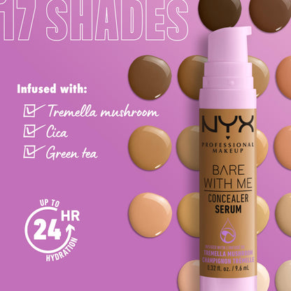 NYX Professional Makeup Bare With Me Serum Corrector, Natural, Cobertura Media, Vainilla, 9,6ml
