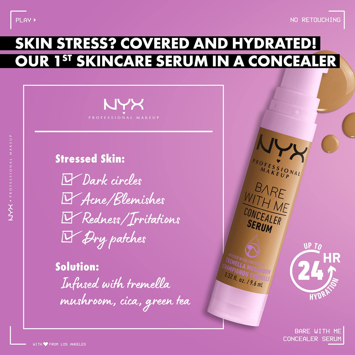 NYX Professional Makeup Bare With Me Serum Corrector, Natural, Cobertura Media, Vainilla, 9,6ml